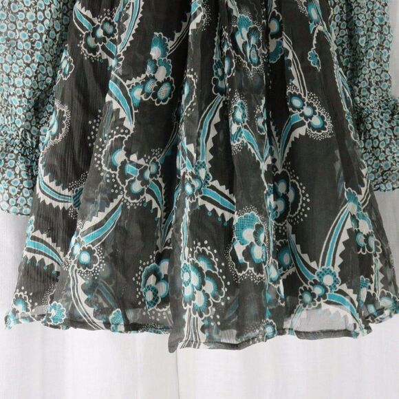 New Celia Birtwell Express 0 Gray Teal Floral Mini - Picture 3 of 11